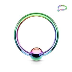 10g stainless steel rainbow BCR ring with 5mm ball