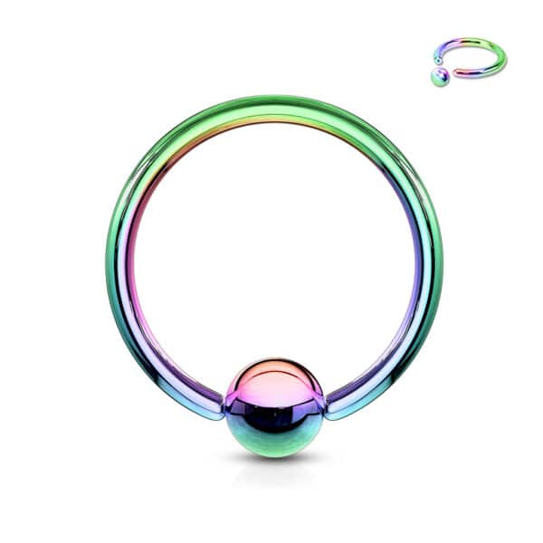 10g stainless steel rainbow BCR ring with 5mm ball