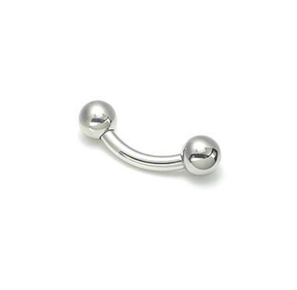 12GA titanium barbell with 12mm length and 4mm ball ends, internally threaded