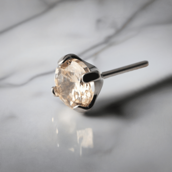Silver Titanium Threadless Top in Champagne - Image 2