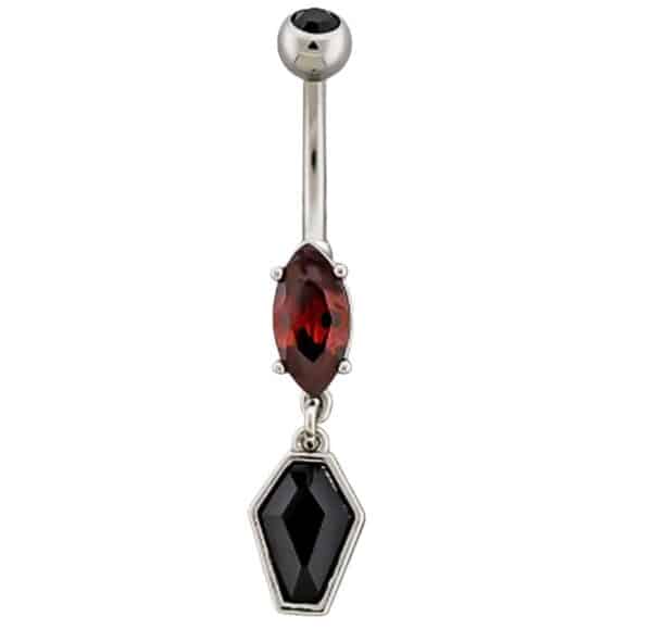 Blood Moon Coffin – Red Marquise Navel Bar
