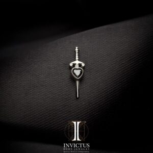 Titanium Threadless Dagger with Black Heart Gem Top