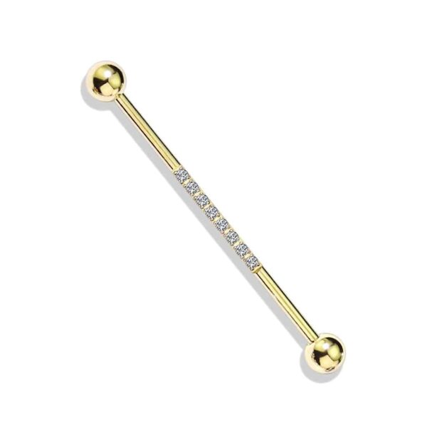 Gold Jewelled Industrial Barbell