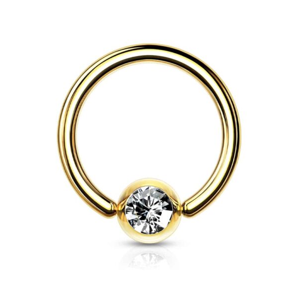 Gold Clear Gem Captive Bead Ring