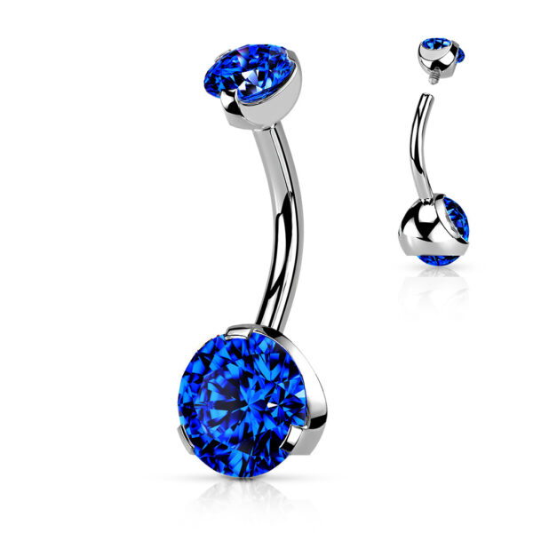 Dark Blue Jewelled Navel Bar