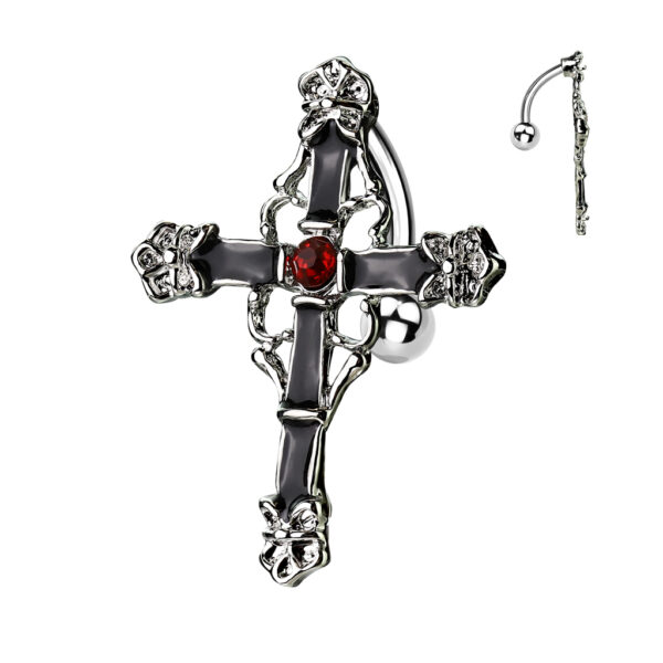 Black Gothic Cross Belly Bar