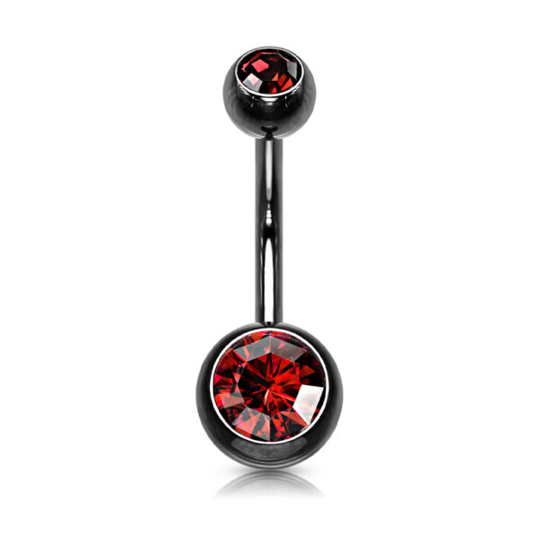 Black and Red Jewelled Navel Bar