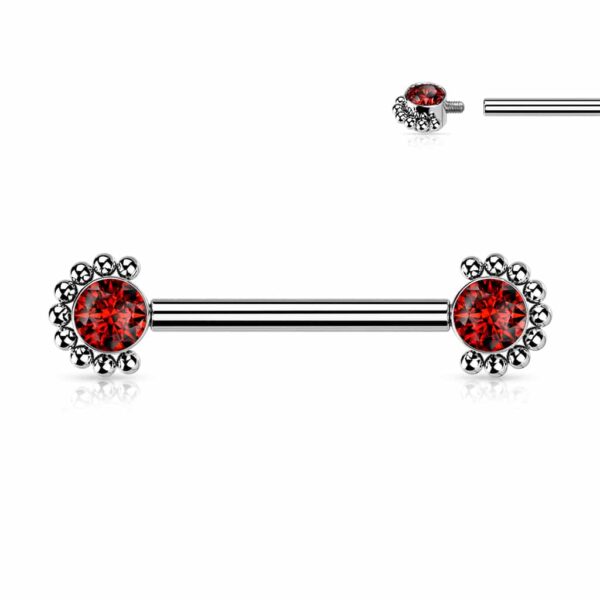 Red Titanium Jeweled Barbell