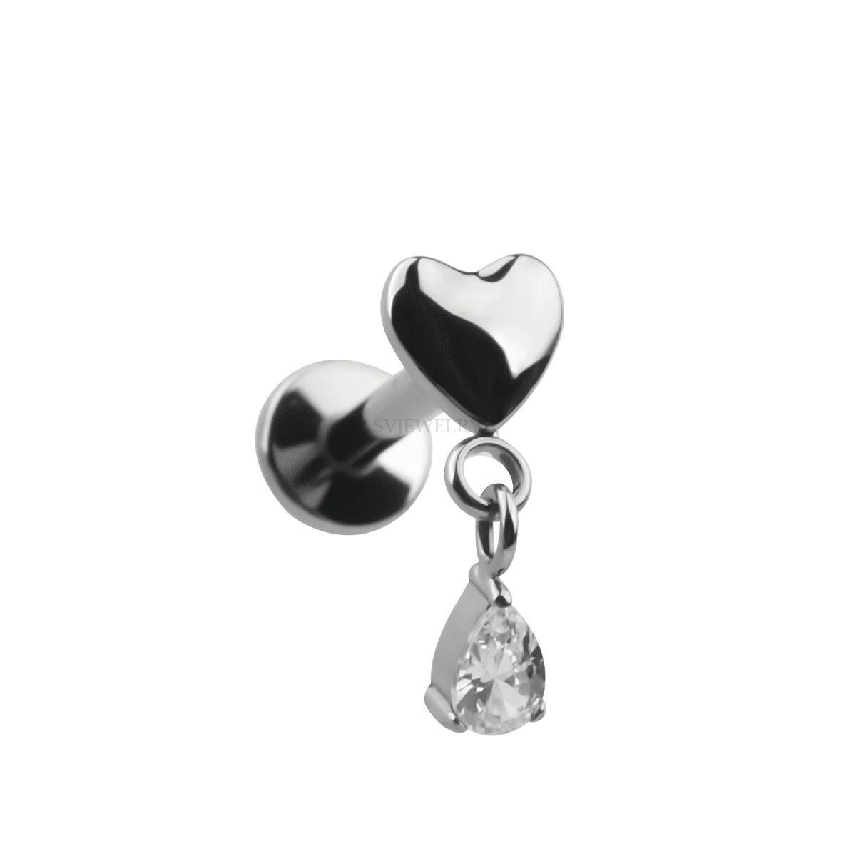 Lunar Heart Titanium Dangle with 8mm internally threaded post