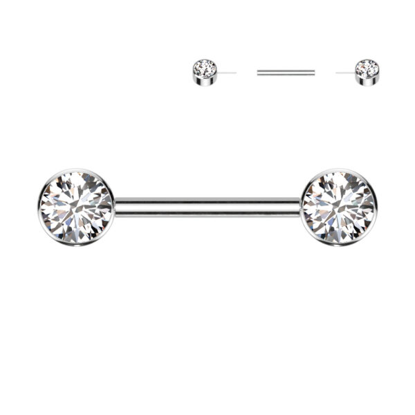 Titanium CZ Bezel Barbell