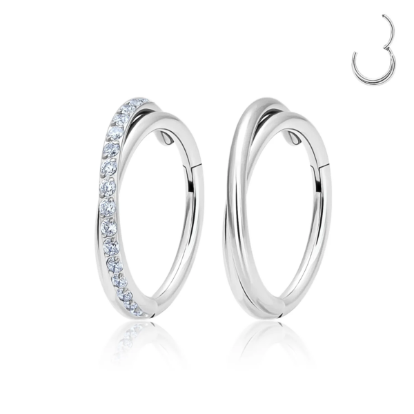 Celestial Loop - Titanium Hinged Ring with Paved Sparkle 10mm