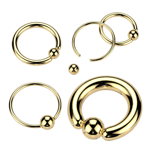 Gold Captive Bead Ring 14g