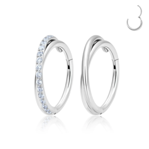 Celestial Loop - Titanium Hinged Ring with Paved Sparkle 6mm