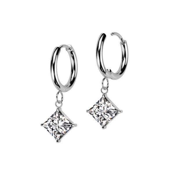 Sparkle Drop Stainless Steel Hoops – Pair