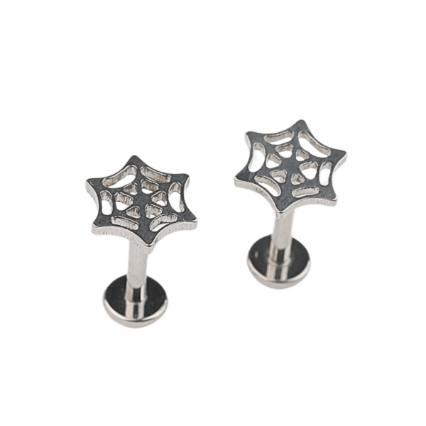 Titanium Spider Web Labret – Silver - Image 2