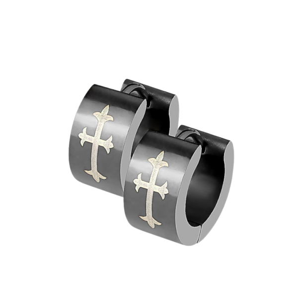 Gothic Cross Black Stainless Earrings