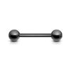 Black Stainless Steel Tongue Bar – 18mm, 6mm Balls, Externally Threaded