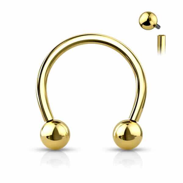16G gold titanium internally threaded circular barbell with removable ends