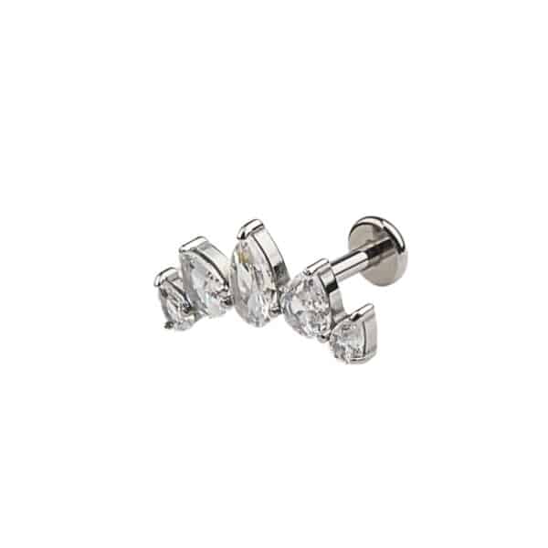 Celestial Marquise Titanium Labret – 16G, 8mm with Marquise-Cut Jewels
