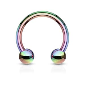 10g rainbow circular barbell in 316L surgical stainless steel