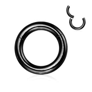 6g black hinged piercing ring in 316L stainless steel