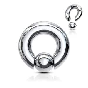 00G silver stainless steel captive bead ring with 16mm diameter