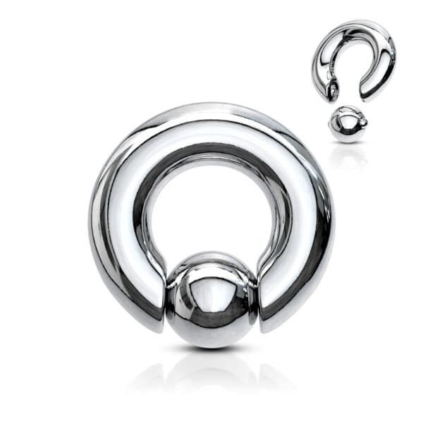 00G silver stainless steel captive bead ring with 16mm diameter