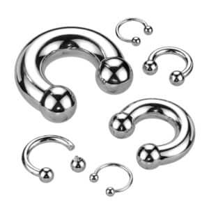 2g silver surgical steel circular barbell with 16mm internal diameter and 10mm internally threaded balls