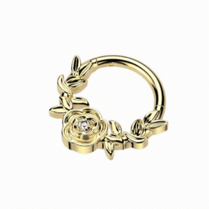 Golden Halo gold titanium hinged ring for daith and septum piercings, 16g 10mm