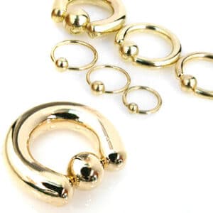 10g gold stainless steel captive bead ring with 13mm diameter and 5mm ball