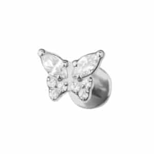 Titanium silver 16g labret with 4.5mm butterfly top