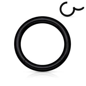 14g black 316L stainless steel hinged segment ring in 8mm and 10mm