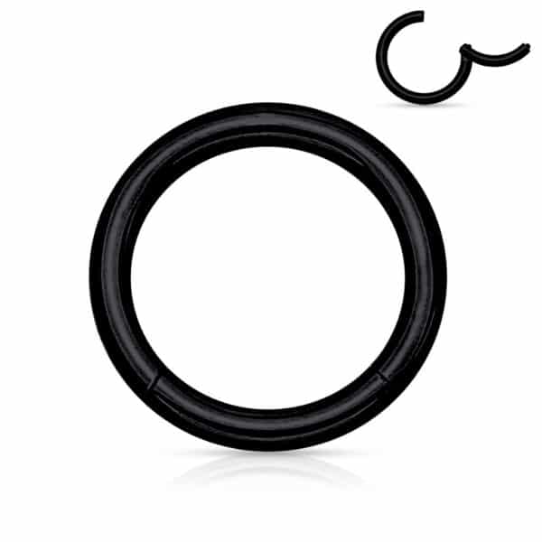 14g black 316L stainless steel hinged segment ring in 8mm and 10mm