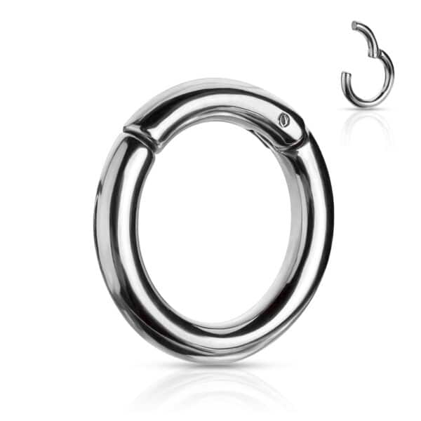8g silver stainless steel hinged ring for large gauge piercings – available in 11mm, 12mm, and 13mm sizes