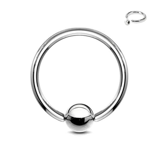 8g silver stainless steel captive bead ring for piercings