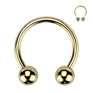 12g gold PVD plated circular barbell made from 316L stainless steel, featuring internally threaded ends