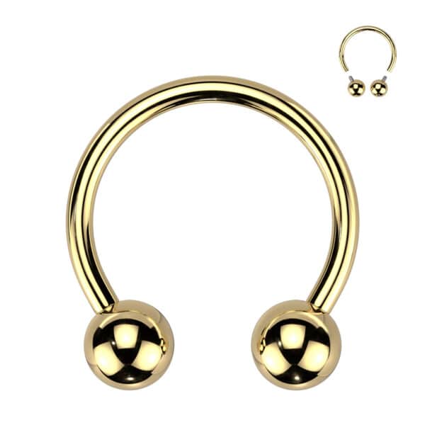 12g gold PVD plated circular barbell made from 316L stainless steel, featuring internally threaded ends