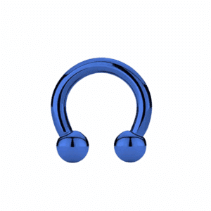 12G dark blue titanium circular barbell with 5mm internally threaded balls, 10mm diameter