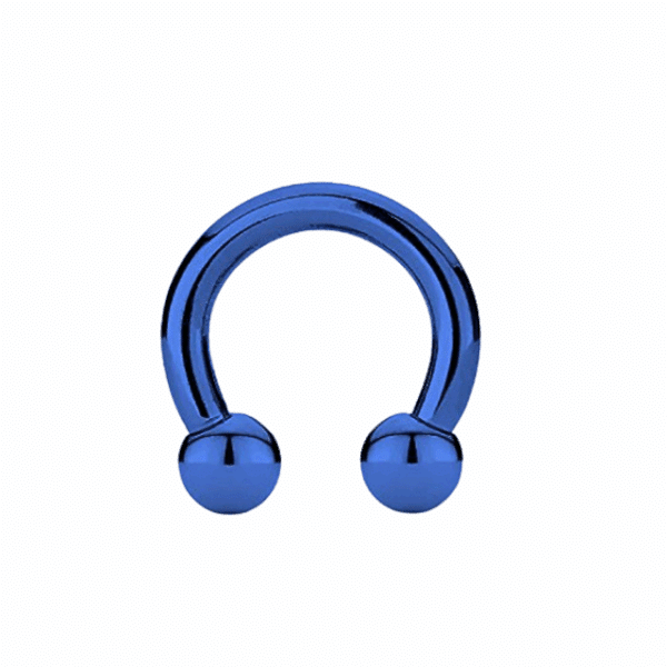 12G dark blue titanium circular barbell with 5mm internally threaded balls, 10mm diameter