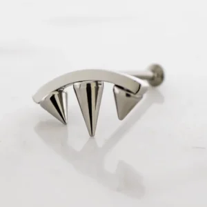 Titanium threadless spiked labret for hidden helix piercing