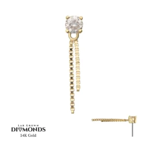 14Kt yellow gold lab-grown diamond top with box chain dangle