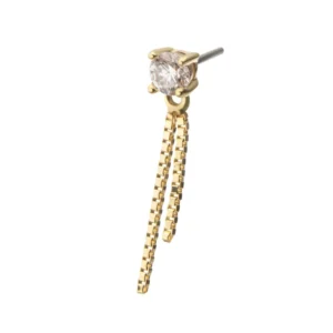 14Kt yellow gold lab-grown diamond top with box chain dangle