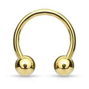 gold 4g circular barbell with 12mm diameter and threaded balls