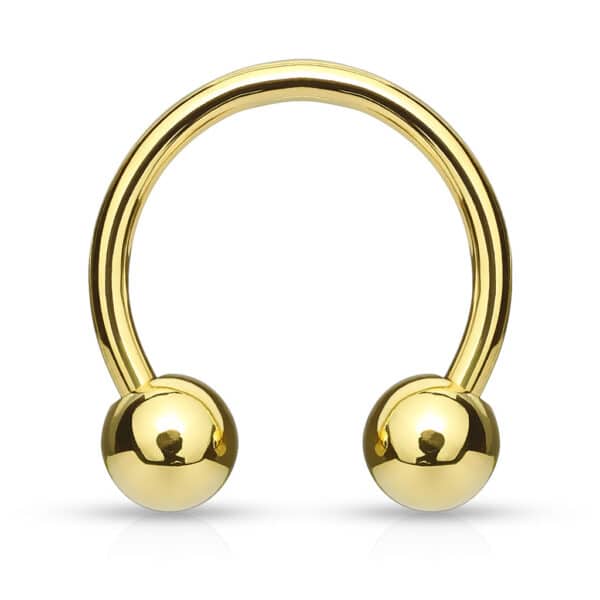 gold 4g circular barbell with 12mm diameter and threaded balls