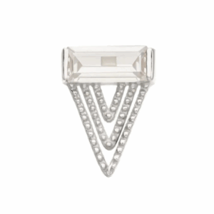 14Kt gold threadless triangular baguette gem top with CZ and triangle bars