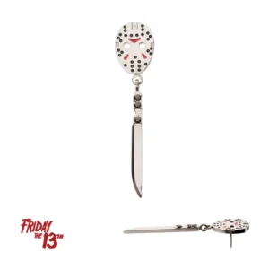 Titanium Friday The 13th Jason Mask Top with enamel and black gem knife dangle