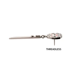 Titanium Friday The 13th Jason Mask Top with enamel and black gem knife dangle