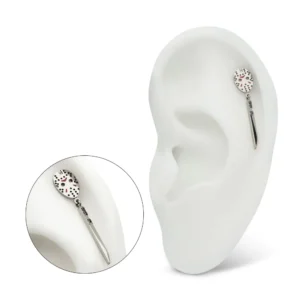 Titanium Friday The 13th Jason Mask Top with enamel and black gem knife dangle