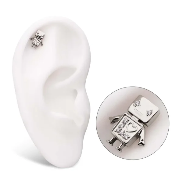 Titanium Threadless Robot Top for ear piercings