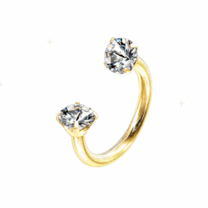 Halo Spark Circular Barbell gold titanium with clear jewel ends